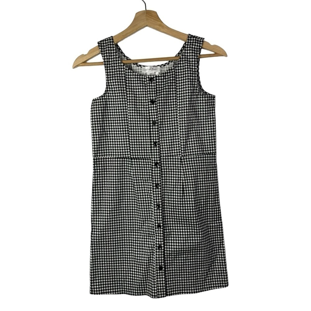 Tilly's White Fawn Black & White Square Plaid Button Front Mini Dress M
